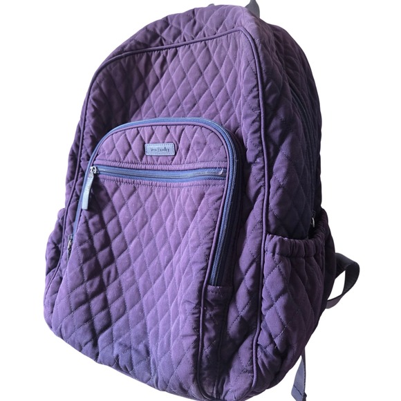 Vera Bradley Handbags - Vera Bradley Purple Quilted Backpack Polka Dot Lining School Travel Bag